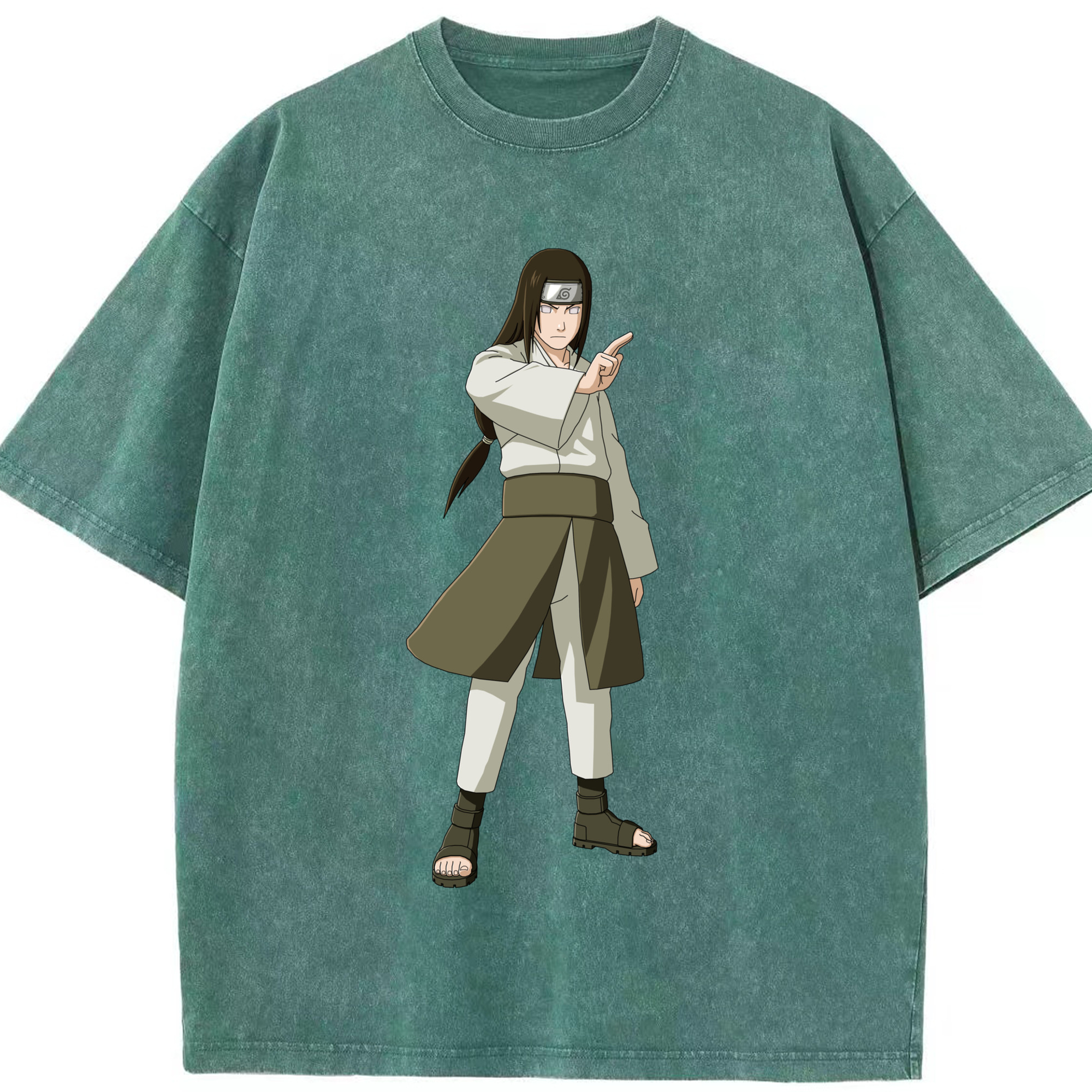 （画像用） NARUTO -ナルト- 日向ネジ Hyūga Neji 綿100% ヴィンテージ風 半袖Tシャツ（フロントプリント）